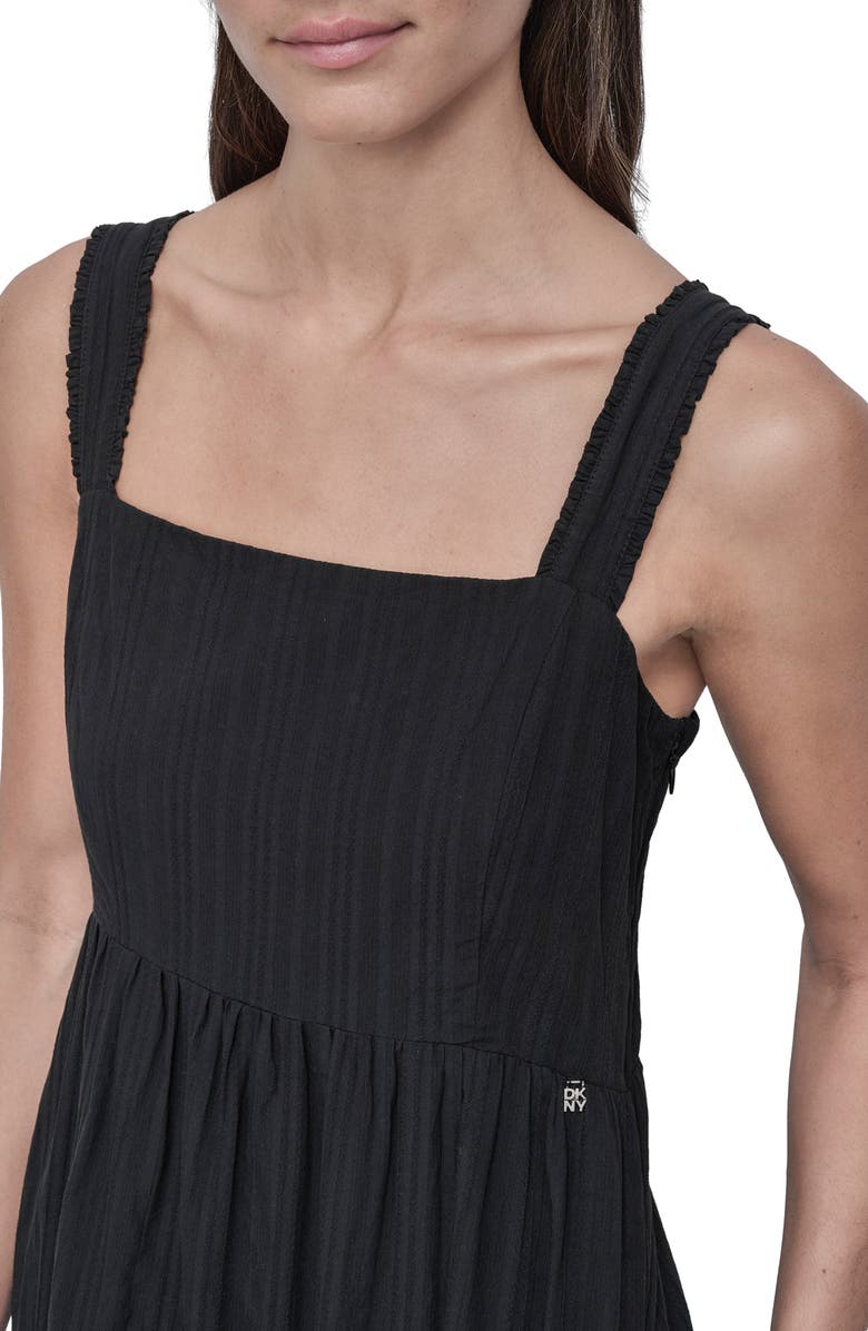 DKNY Jeans Square Neck Tiered Cotton Maxi Dress, Alternate, color, Black