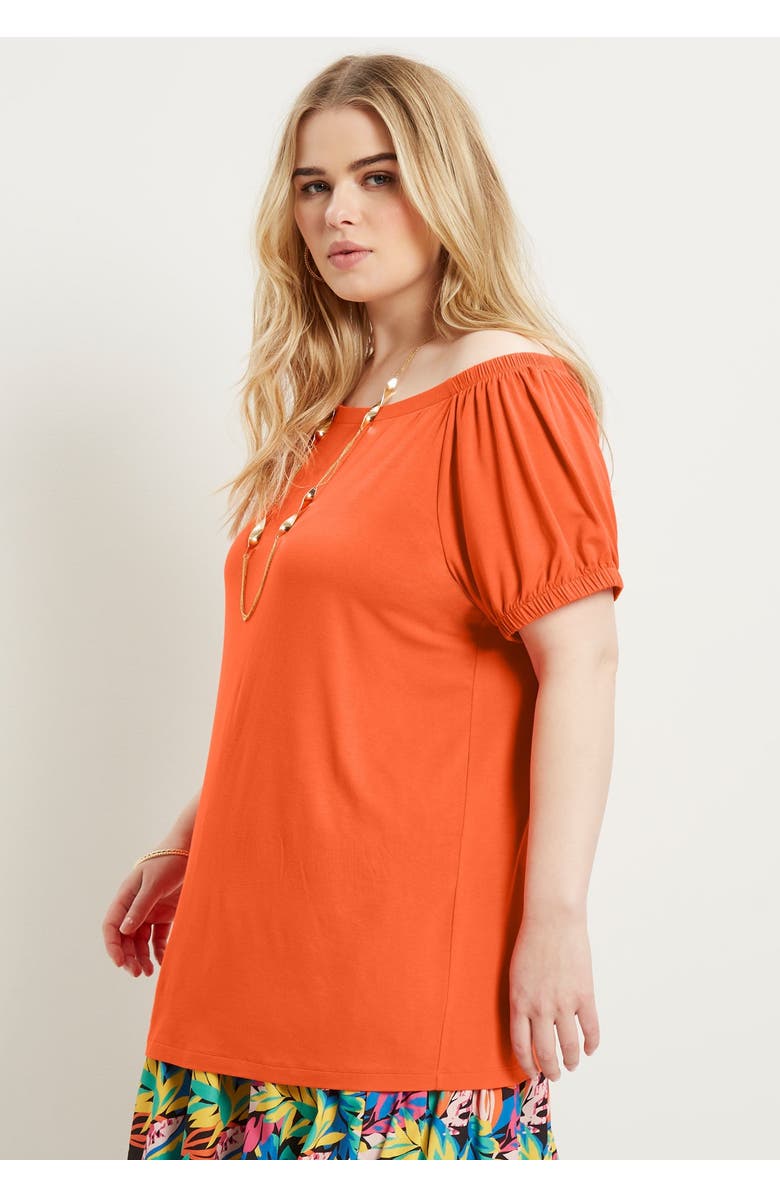 June + Vie Puff Sleeve Off-The-Shoulder Top, Alternate, color, Grenadine