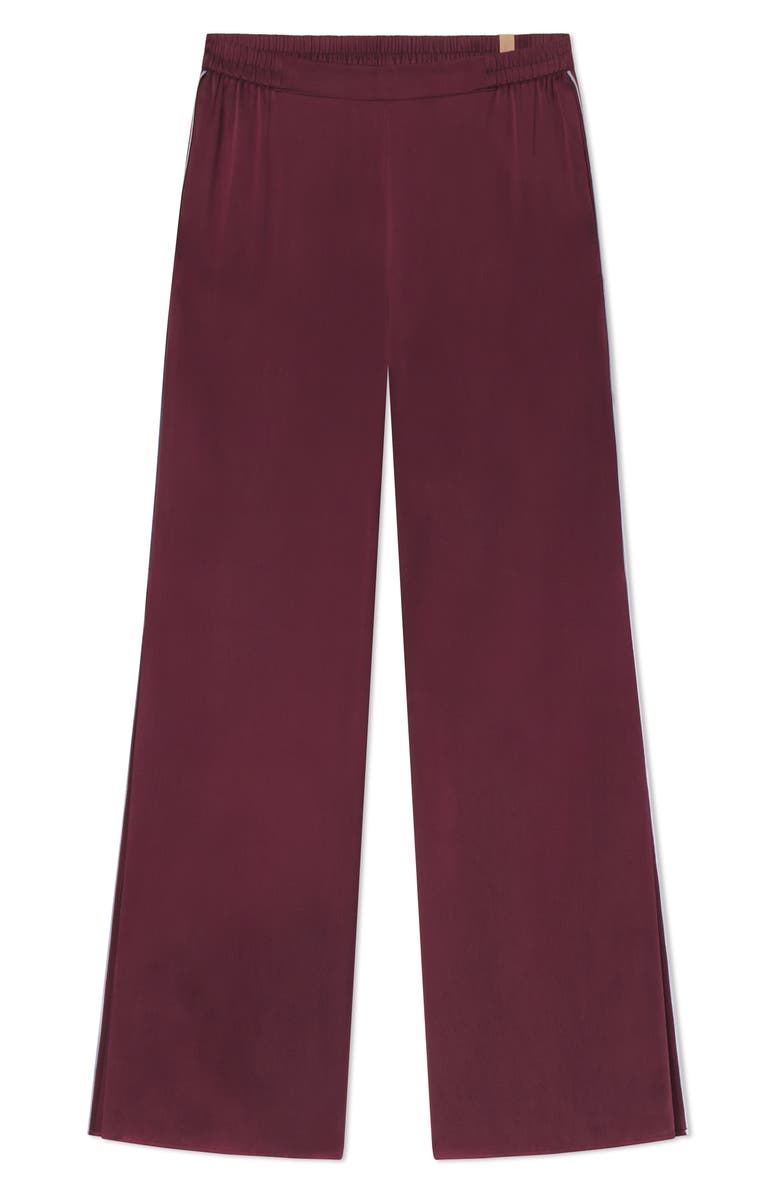 Lunya Washable Silk Piped Pajamas, Alternate, color, Vintage Merlot