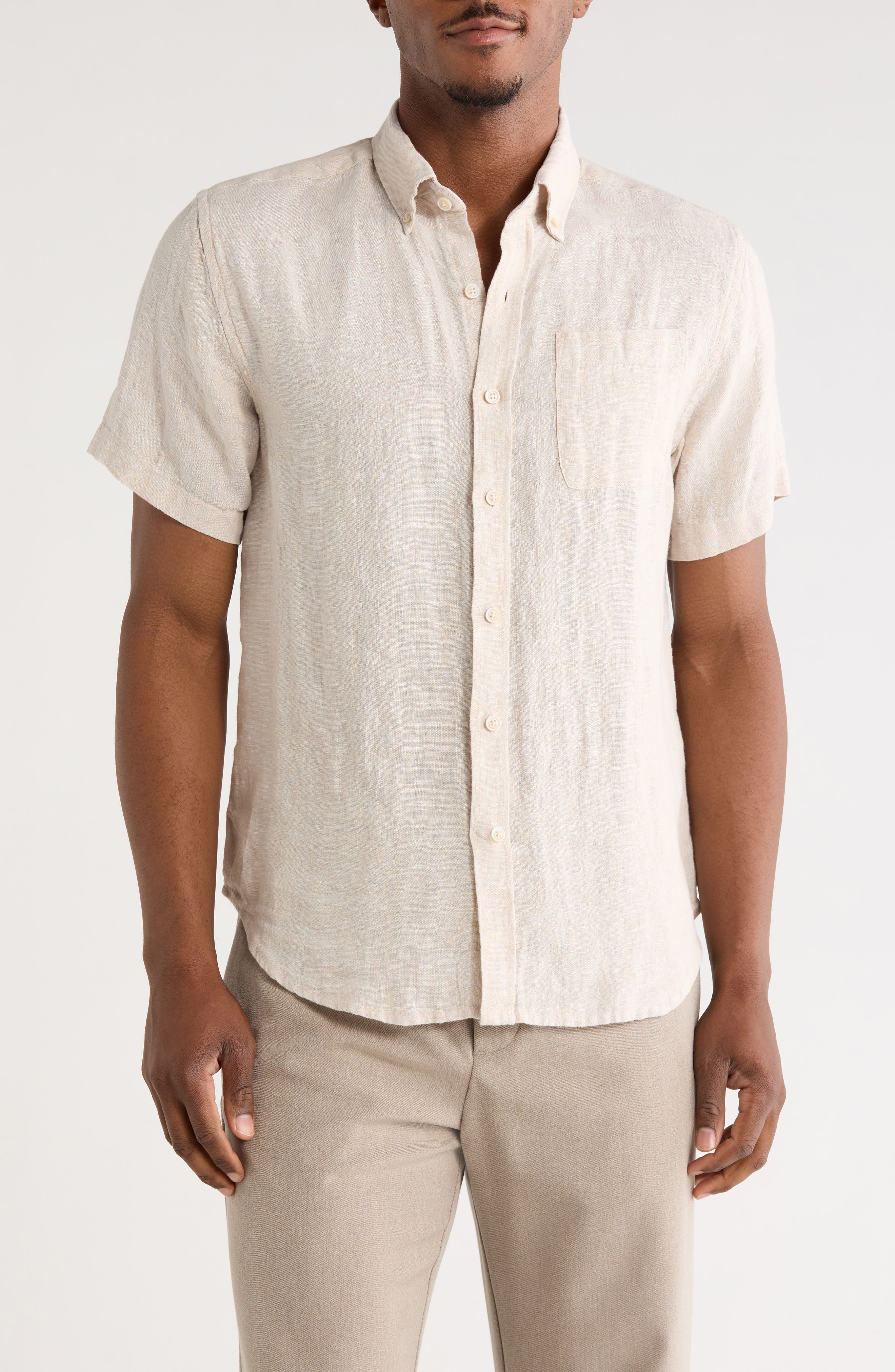 Shaker Linen Button-Down Shirt