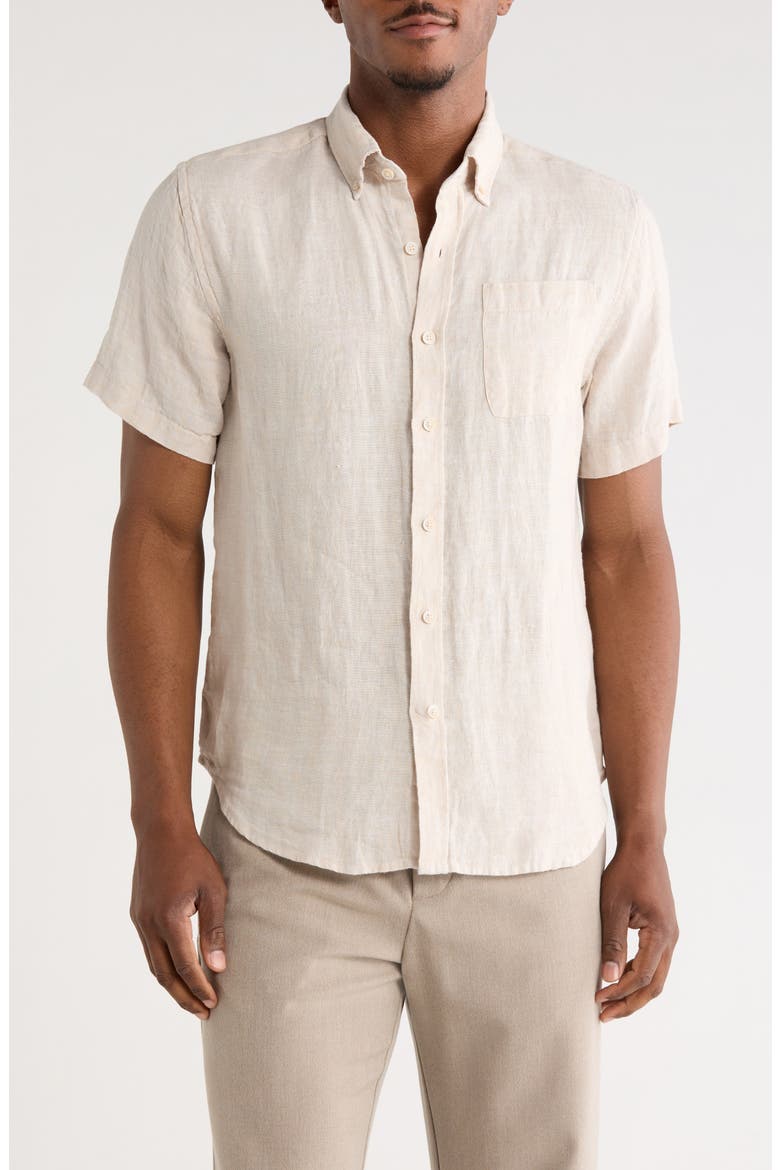 Shaker Linen Button-Down Shirt, Main, color, SHAKER BEIGE
