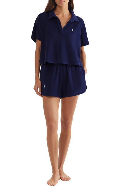 Terry Polo Shirt & Shorts Cover-Up Set