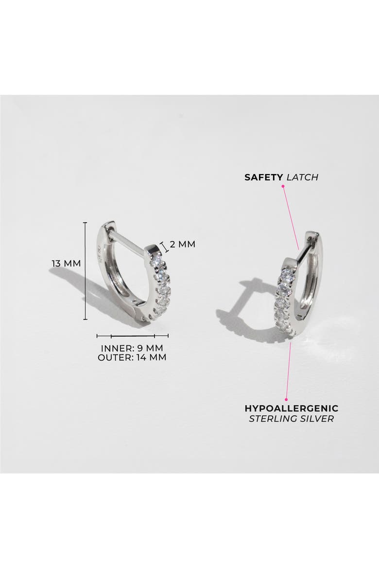 Small Multi Cubic Zirconia Huggie Earrings, Alternate, color, Silver