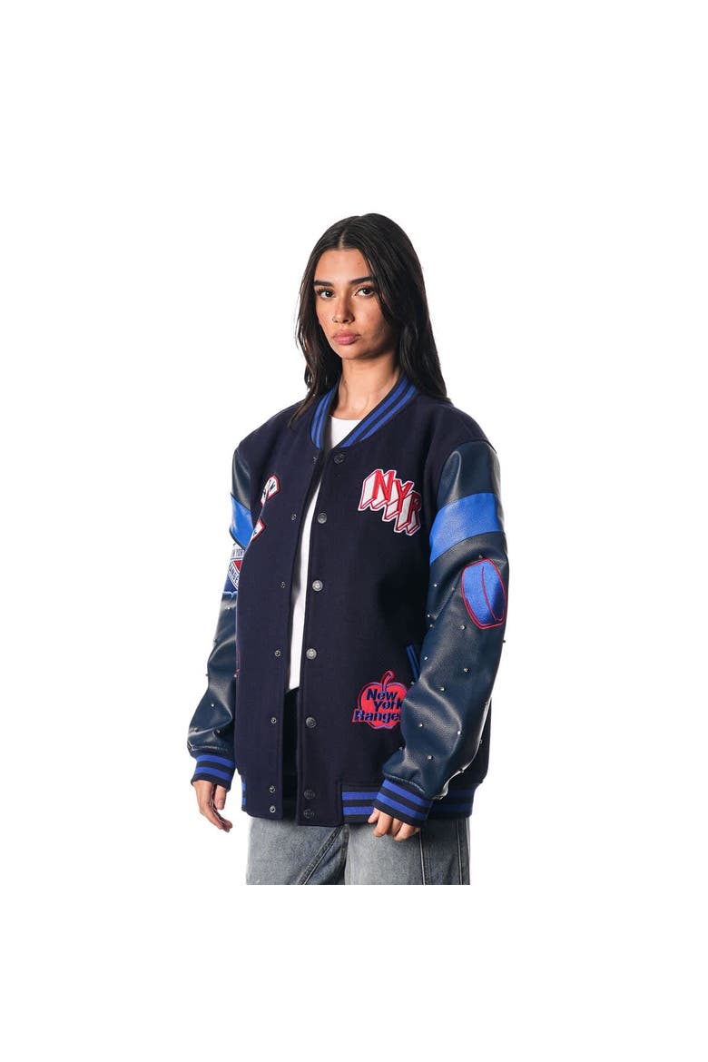 Women's The Wild Collective Blue New York Rangers Full-Snap Varsity  Jacket, Main, color, Blue