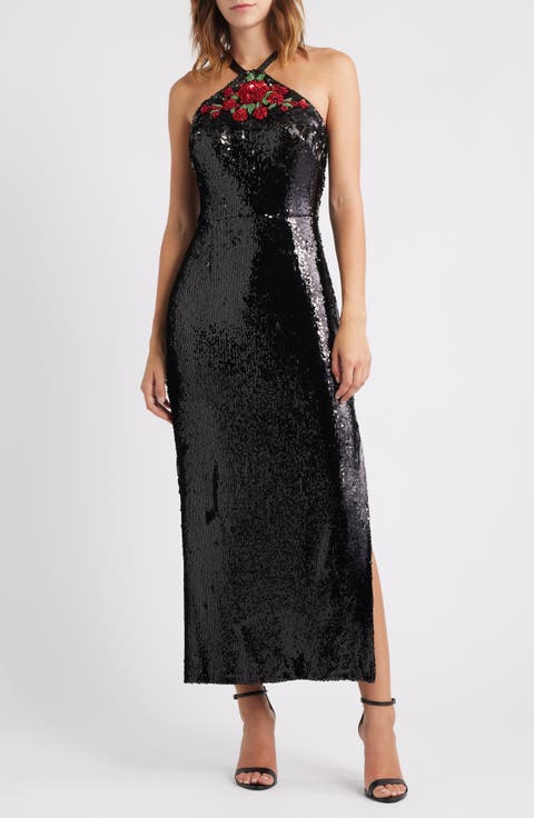 Sequin Halter Gown