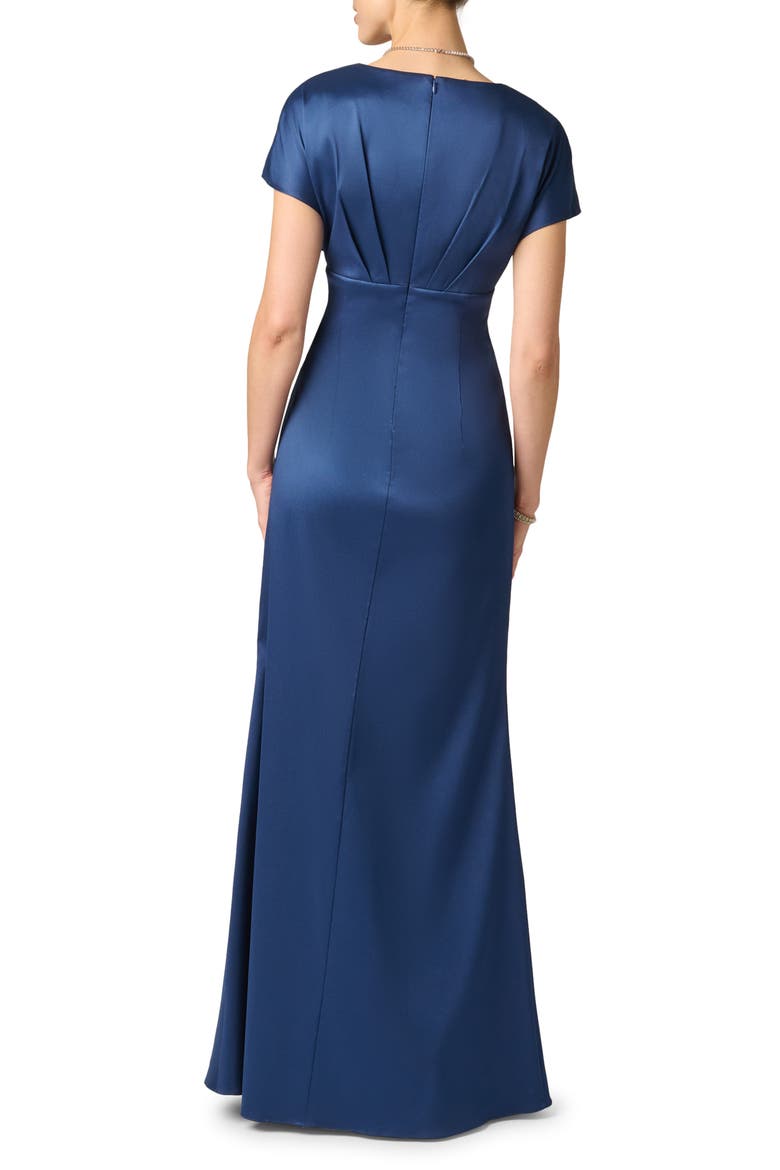 Pleated Stretch Mikado Gown, Alternate, color, NAVY