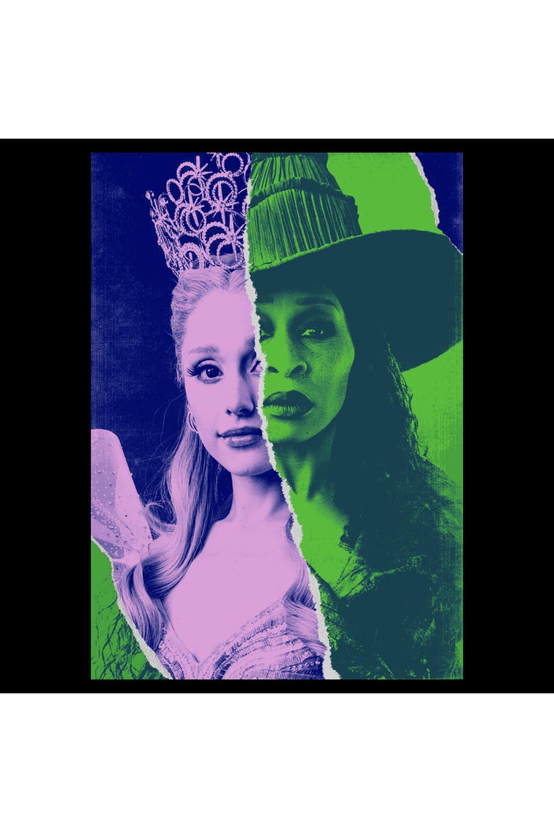 Men's Glinda and Elphaba Tonal Poster Short Sleeve Graphic T-Shirt, Alternate, color, Black