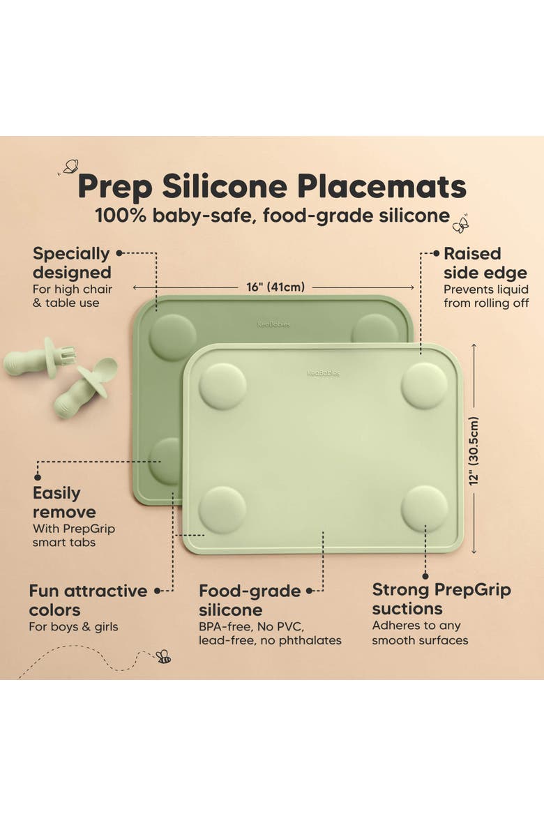 2-Pack Prep Silicone Placemats, Alternate, color, Sage
