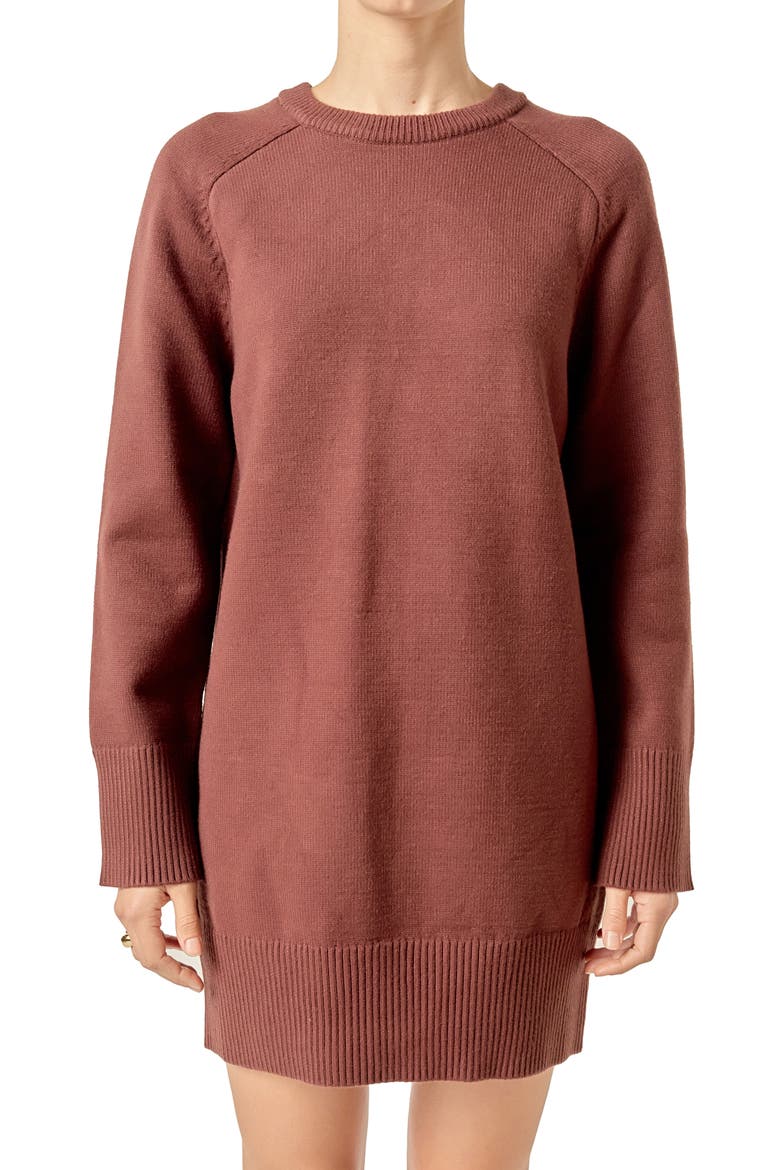 Crew Sweater Dress, Alternate, color, CHOCOLATE BROWN