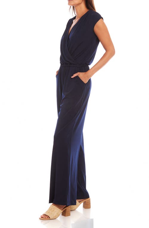Karen Kane Sleeveless Travel Jersey Jumpsuit In Navy