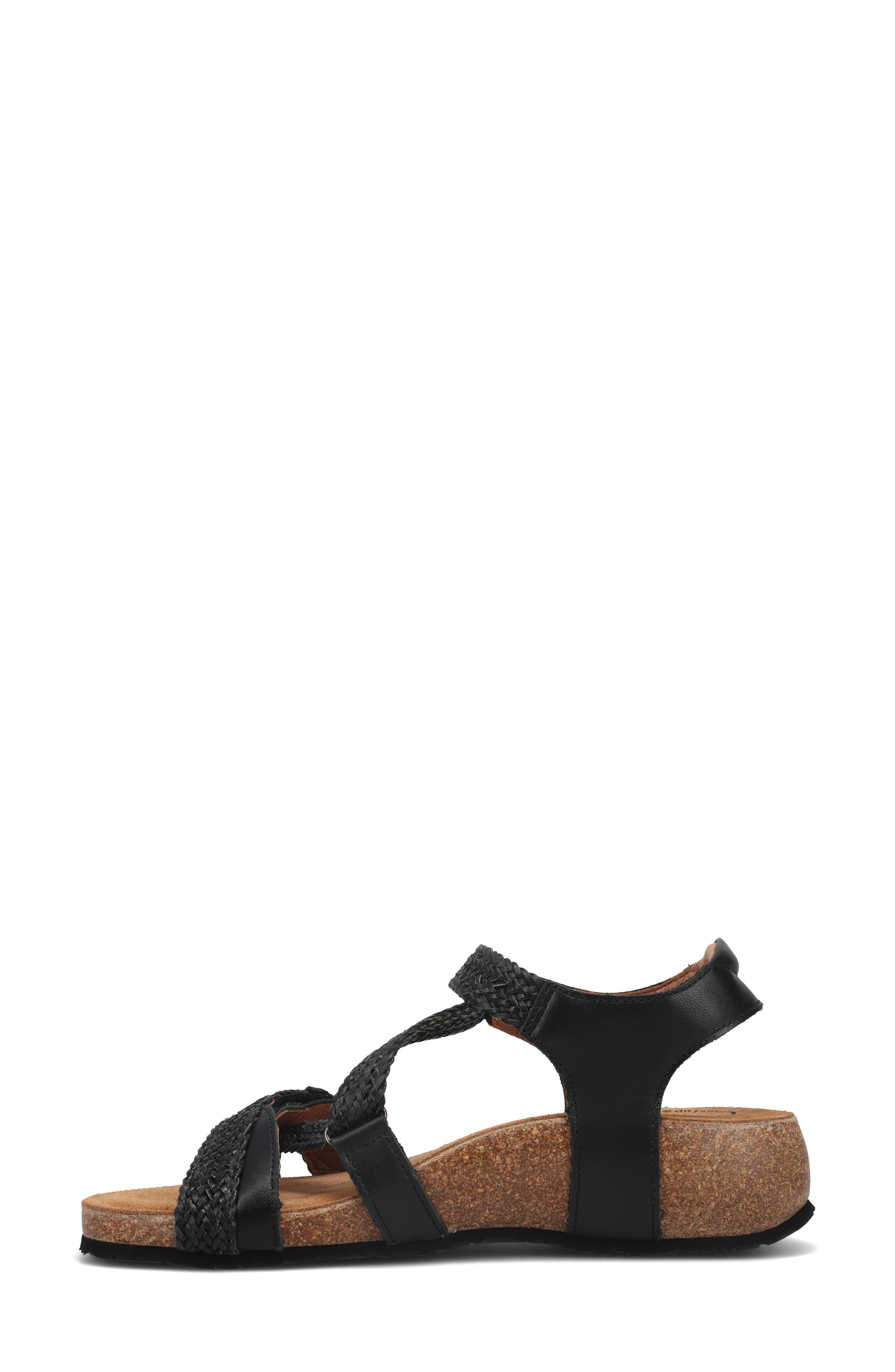Taos 'Trulie' Wedge Sandal, Alternate, color, Black Leather