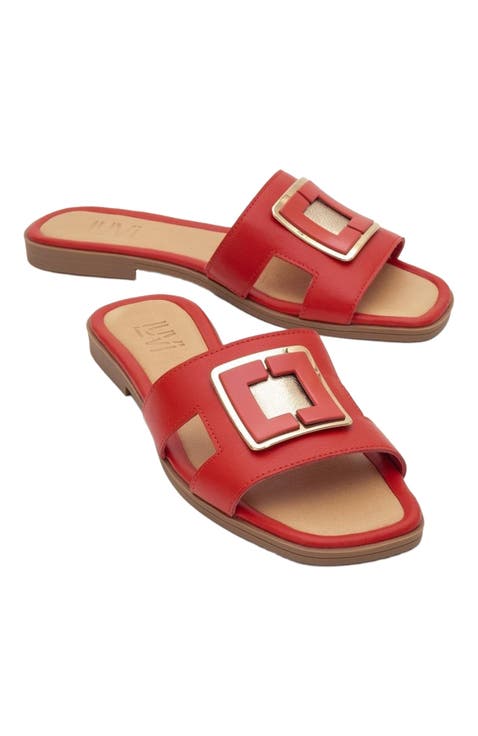 MILLIE Leather Buckle Slide (Women)
