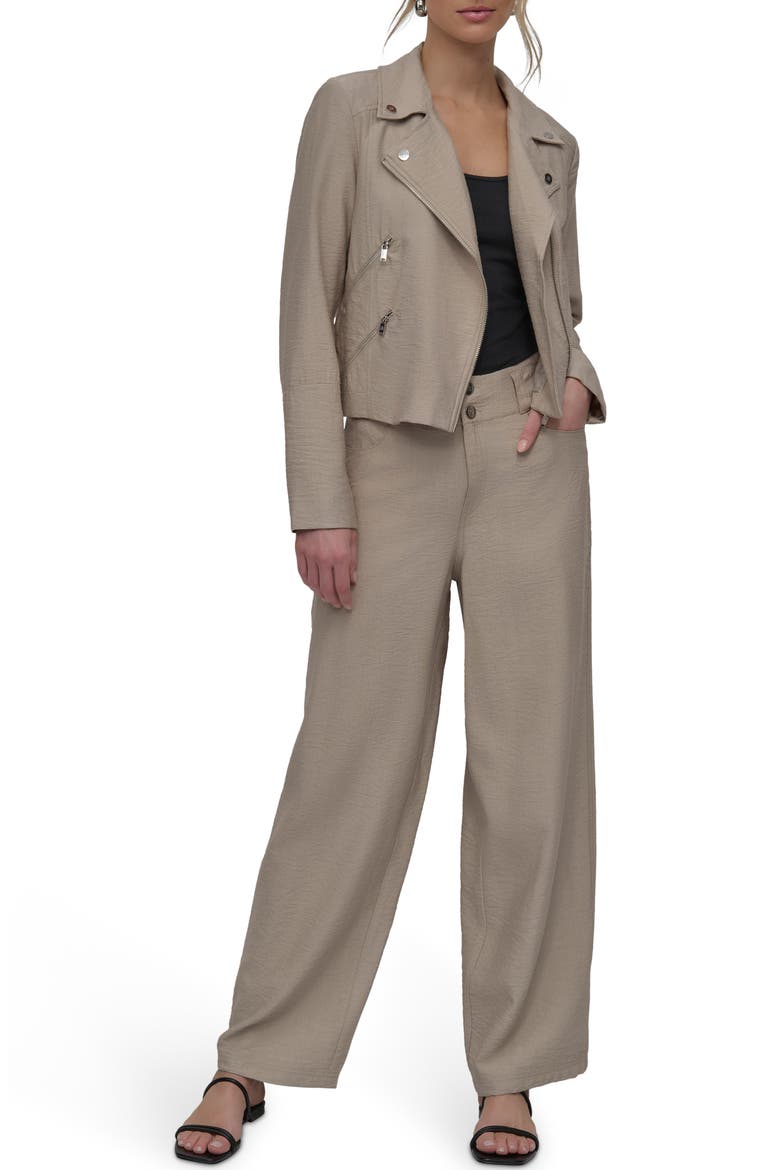 Crinkle Moto Jacket, Alternate, color, PEBBLE