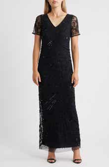 Pisarro Nights Beaded Mesh Gown