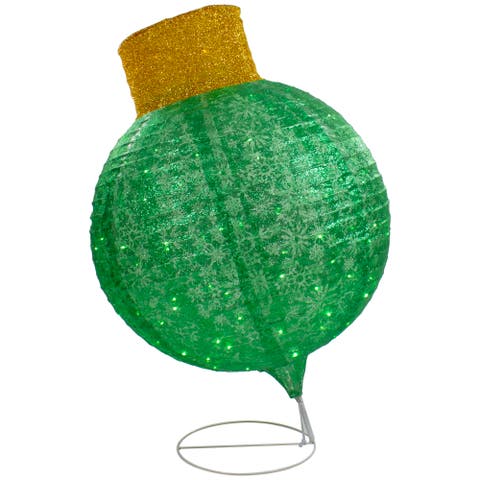 LED Lighted Twinkling Commercial Outdoor Tinsel Onion Christmas Ornament - 38" - Green