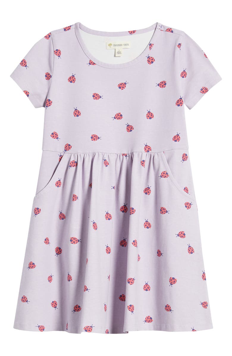 Tucker + Tate Kids' Printed Stretch Cotton Blend T-Shirt Dress, Main, color, Purple Petal Ladybug Love