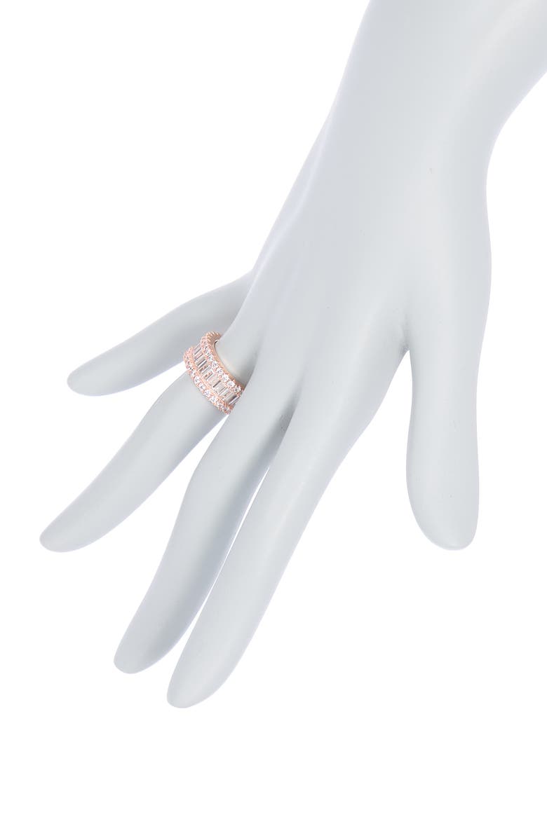 SUZY LEVIAN Rose Gold Plated Sterling Silver Baguette CZ Eternity Band Ring, Alternate, color, Rose