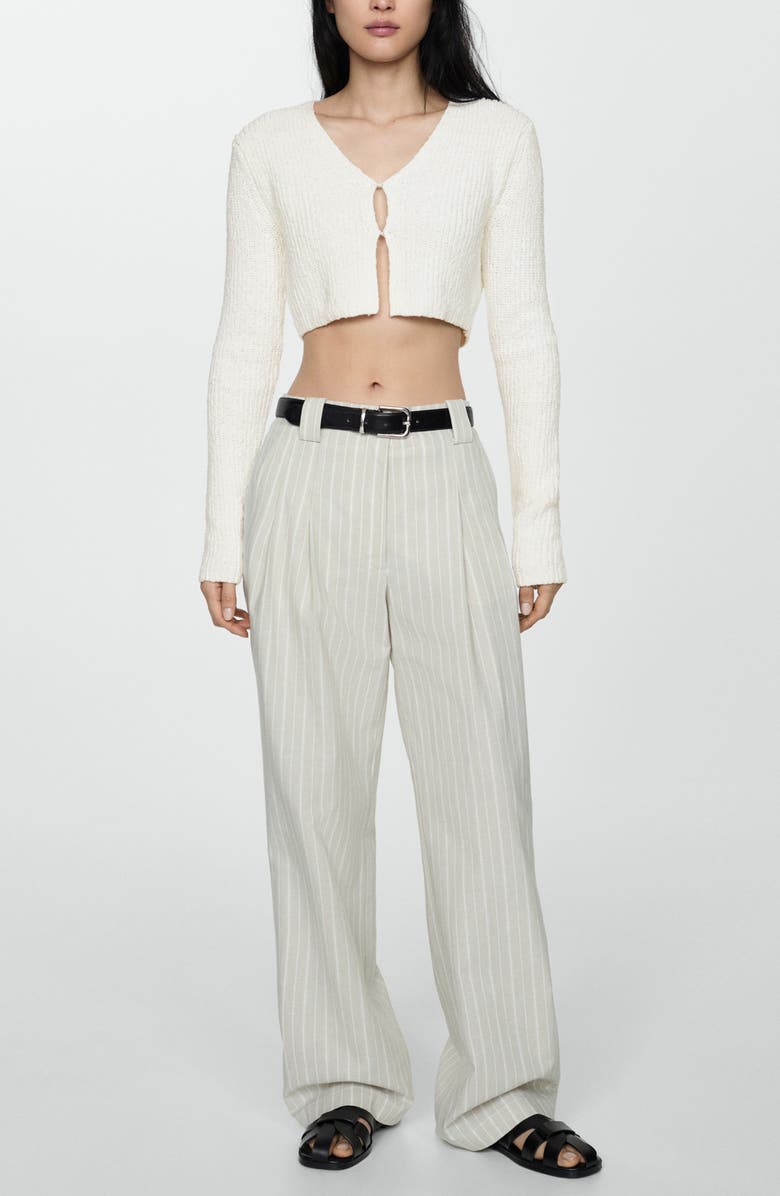 MANGO V-Neck Crop Cotton Cardigan, Alternate, color, 