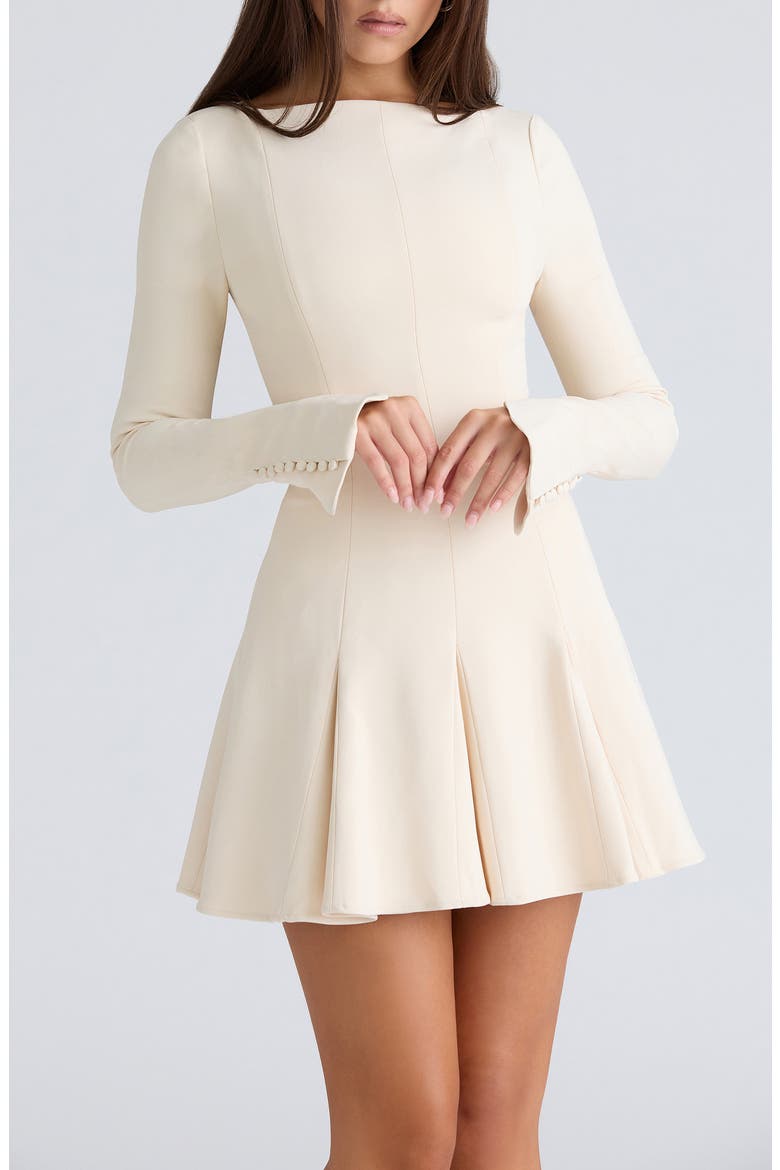 Francesca Long Sleeve Godet Hem Minidress, Alternate, color, VINTAGE CREAM