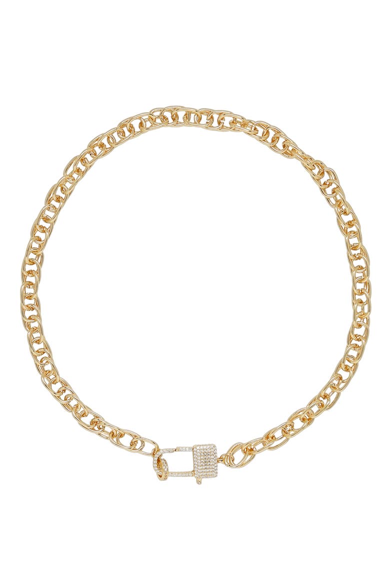 Pavé Clasp Choker, Main, color, GOLD