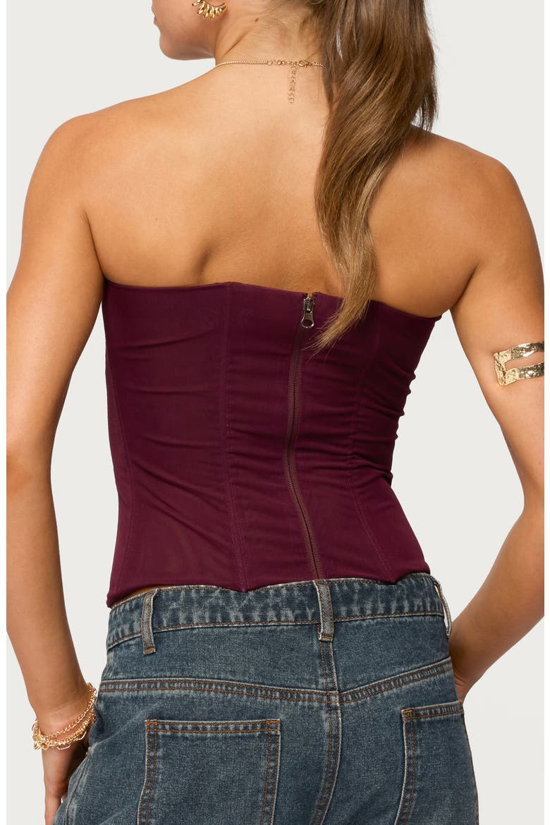 Reed Strapless Mesh Corset Top, Alternate, color, WINE