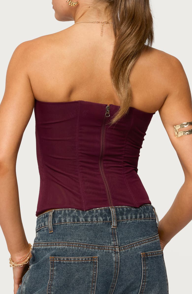 EDIKTED Reed Strapless Mesh Corset Top, Alternate, color, 