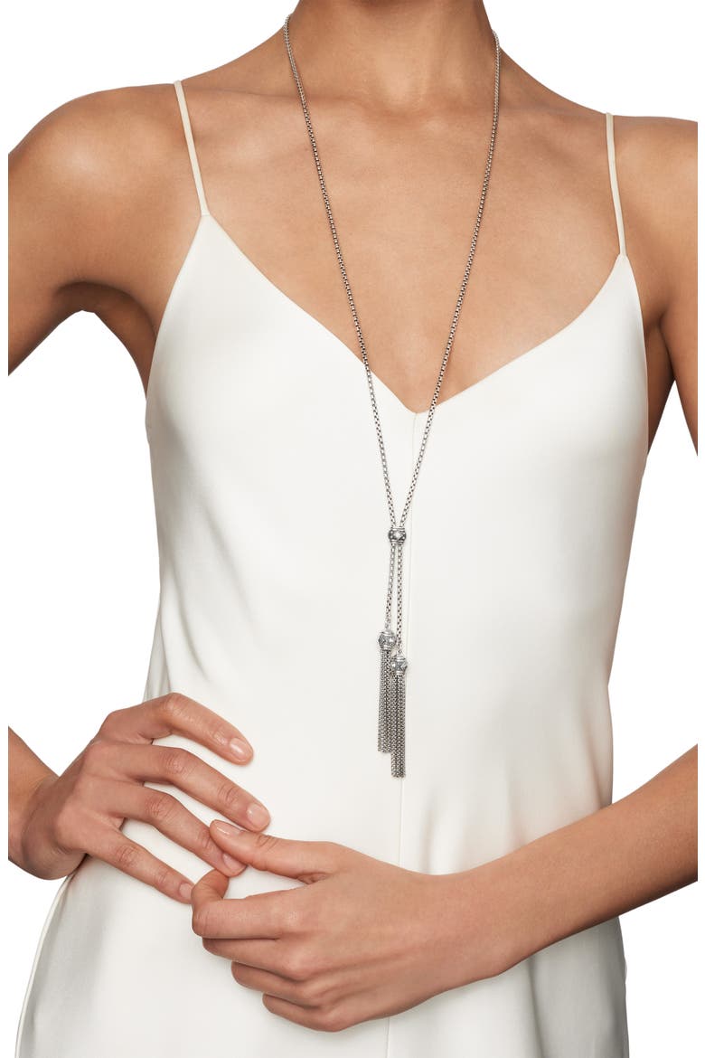 Renaissance Tassel Necklace with Diamonds in Silver, Alternate, color, DIAMOND