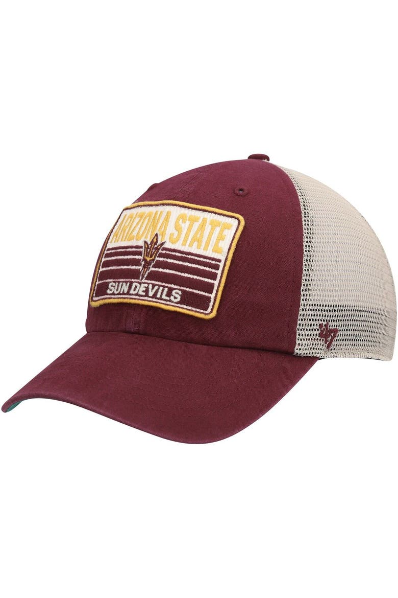 Men's '47 Maroon Arizona State Sun Devils Four Stroke Clean Up Trucker Snapback Hat, Main, color, Maroon