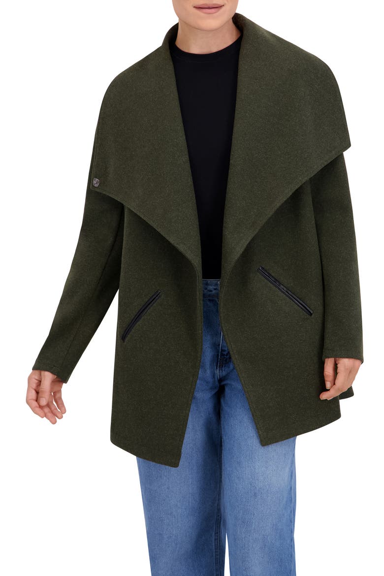 Drape Collar Open Front Jacket, Main, color, MILITARY