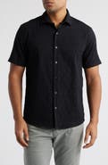 Robert Barakett Calyx Cotton Blend Jacquard Short Sleeve Button-Up Shirt