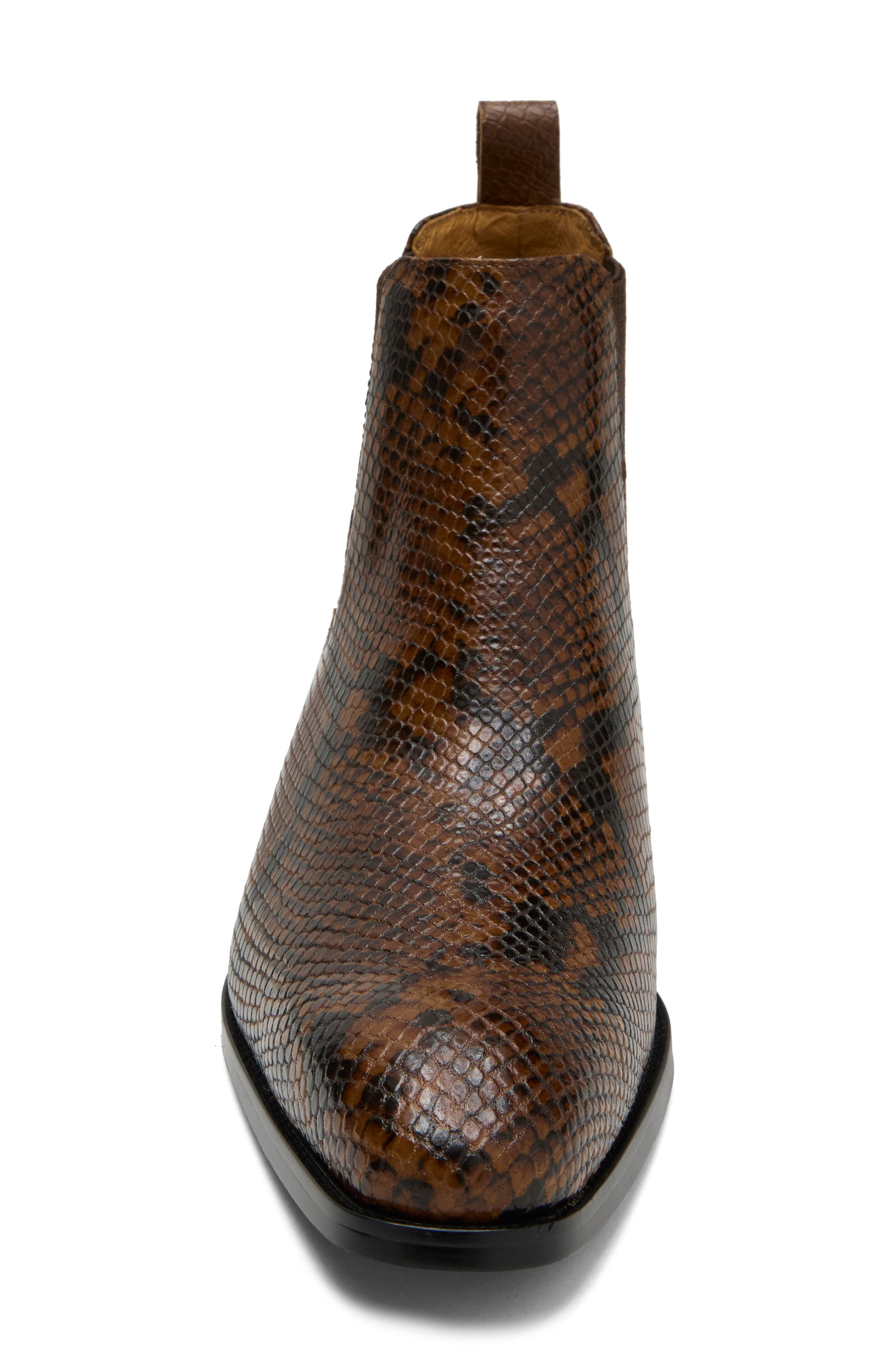 Villain Lizard Embossed Leather Chelsea Boot, Alternate, color, BROWN
