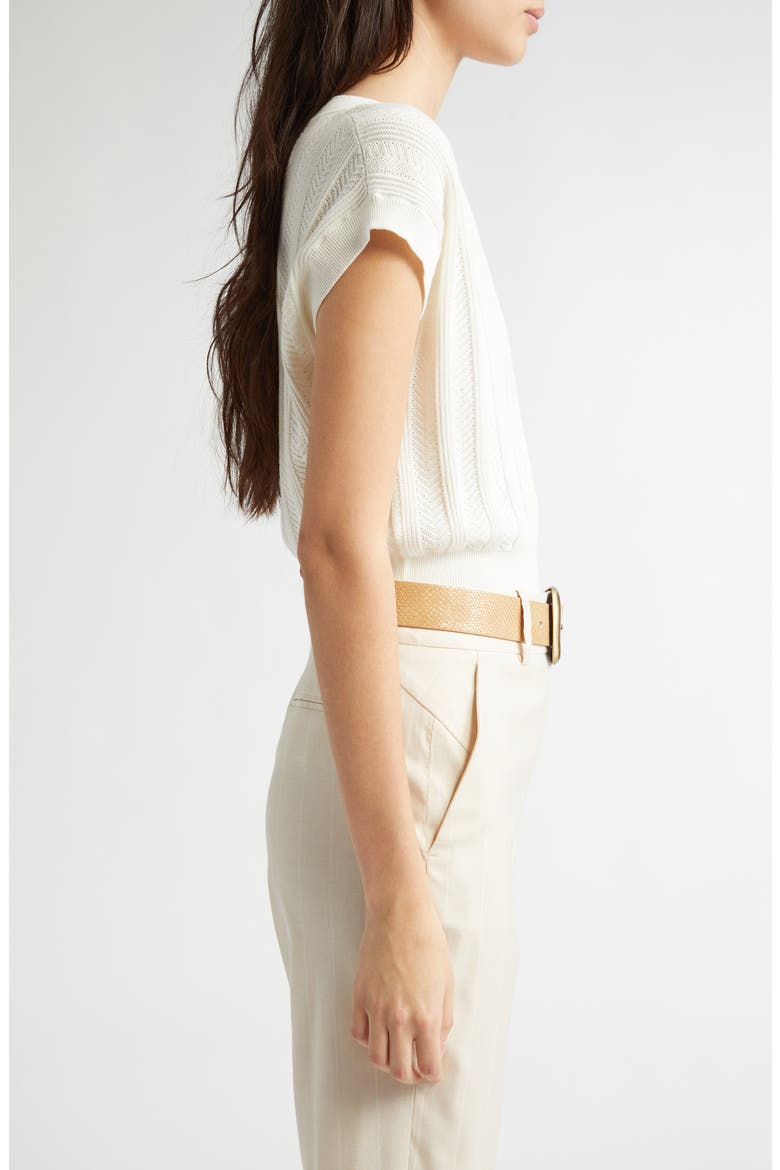 Mixed Stitch V-Neck Crop Sweater Vest, Alternate, color, IVORY