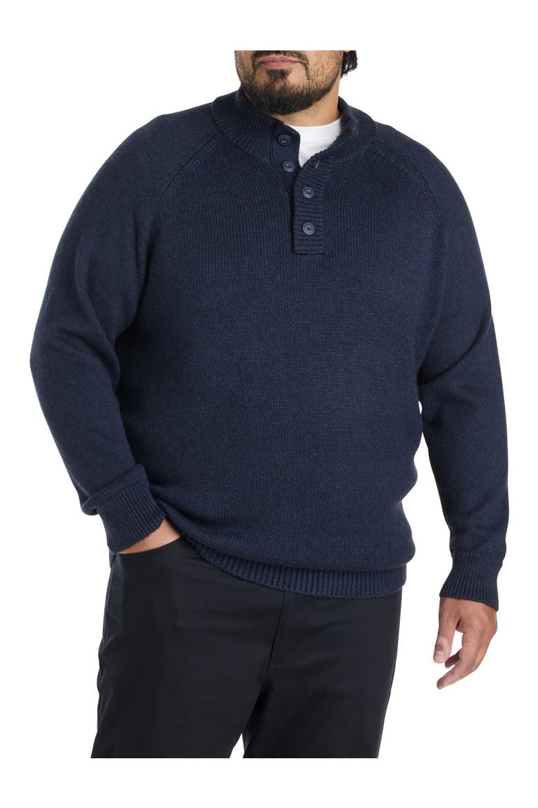 Big & Tall Mockneck Pullover Sweater, Main, color, DEEP NAVY HEATHER