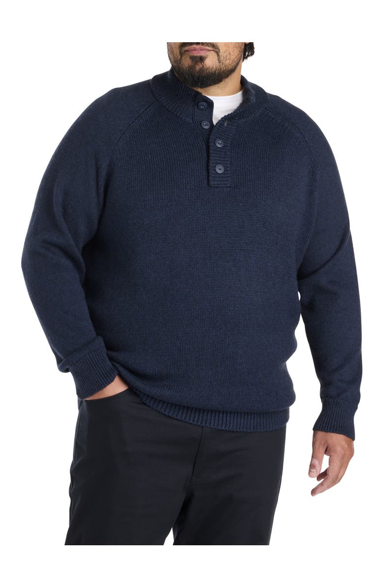 Synrgy Big & Tall Mockneck Pullover Sweater, Main, color, Deep Navy Heather