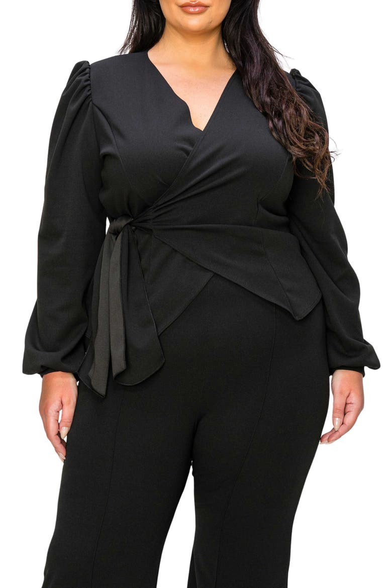 Yelena Wrap Top, Main, color, BLACK