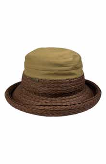 Nicole Miller Woven & Straw Rolled Bucket Hat