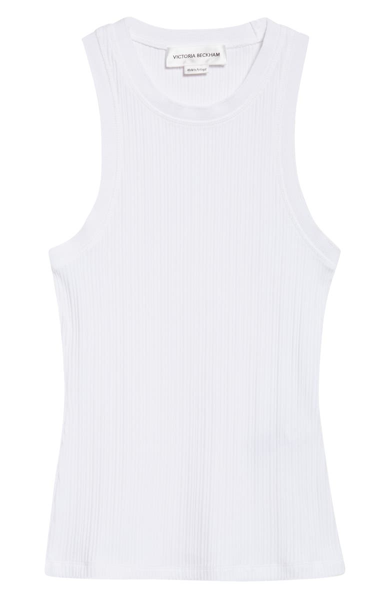 Victoria Beckham Rib Organic Cotton Tank, Main, color, White