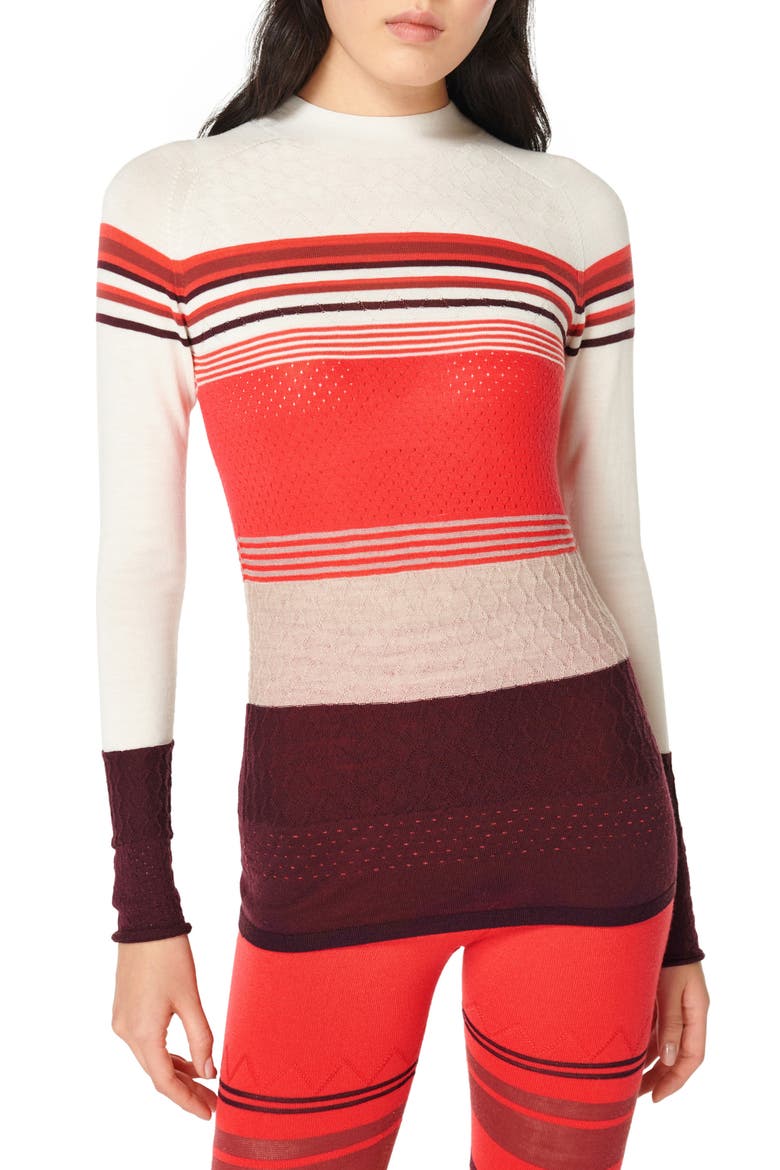 Merino Base Layer Mock Neck Sweater, Main, color, PENTAS RED MULTI