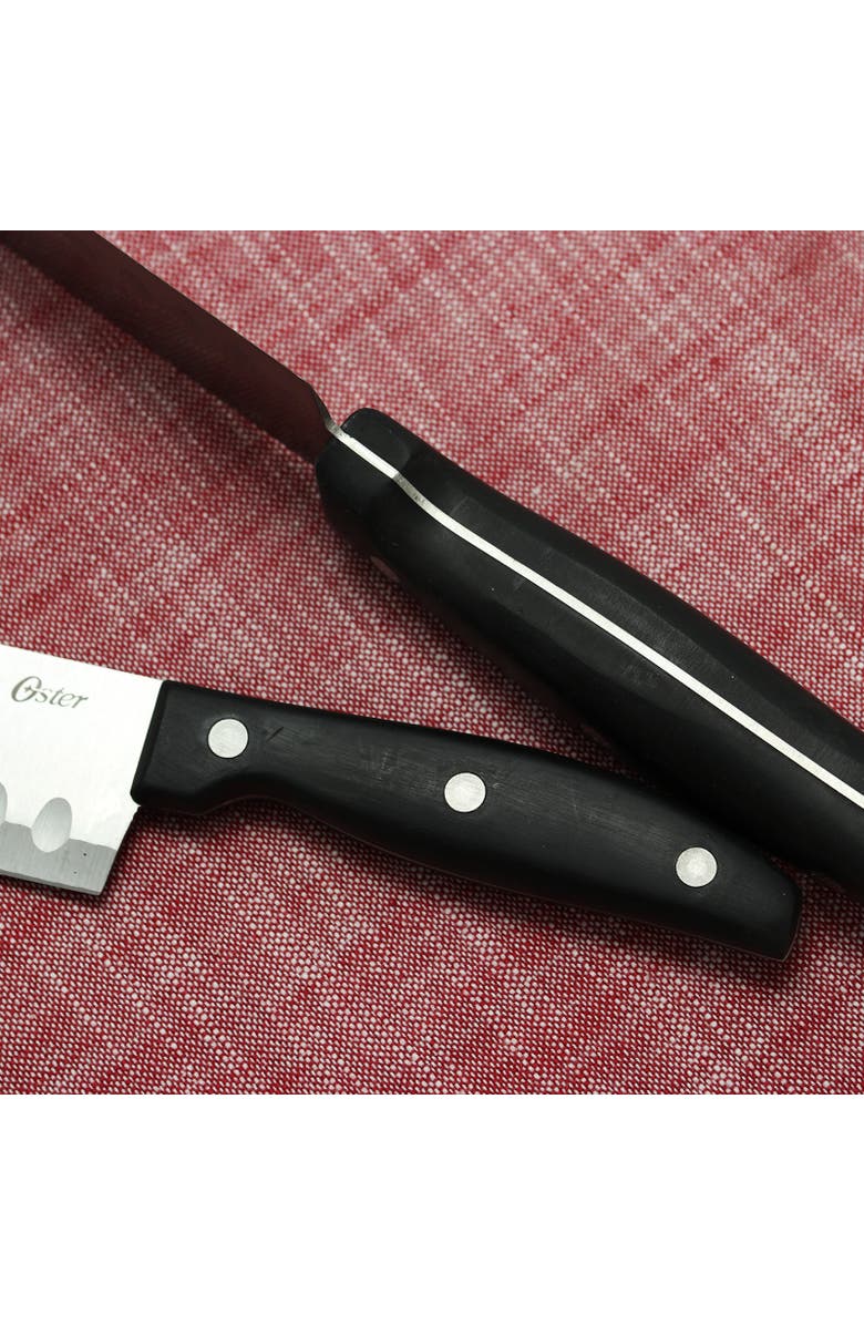 OSTER Granger 2 Piece Stainless Steel Santoku Knife Set with Black Handles, Alternate, color, Black