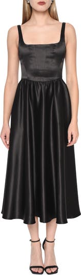 WAYF Desi Corset Satin Fit & Flare Dress | Nordstrom