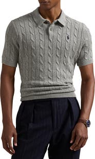 Polo Ralph Lauren Roving Cotton Cable Knit Polo Sweater