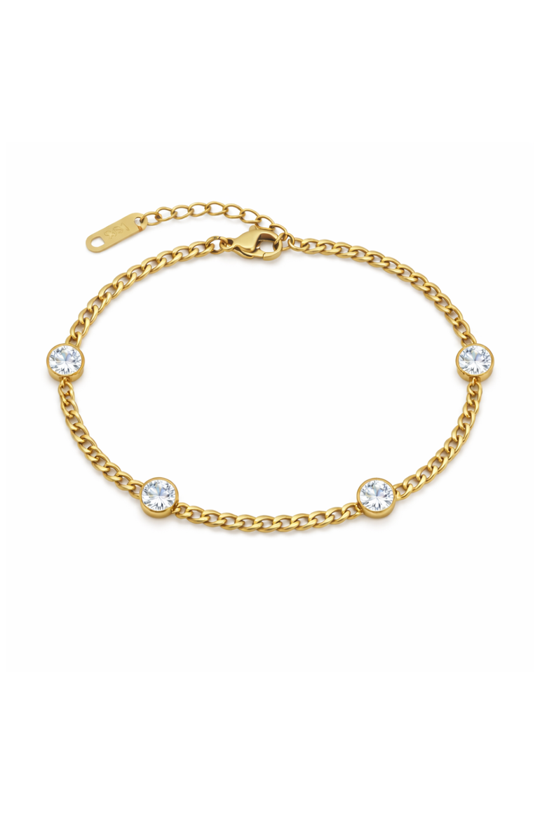 Seraphina Bezel Link Bracelet, Main, color, Gold
