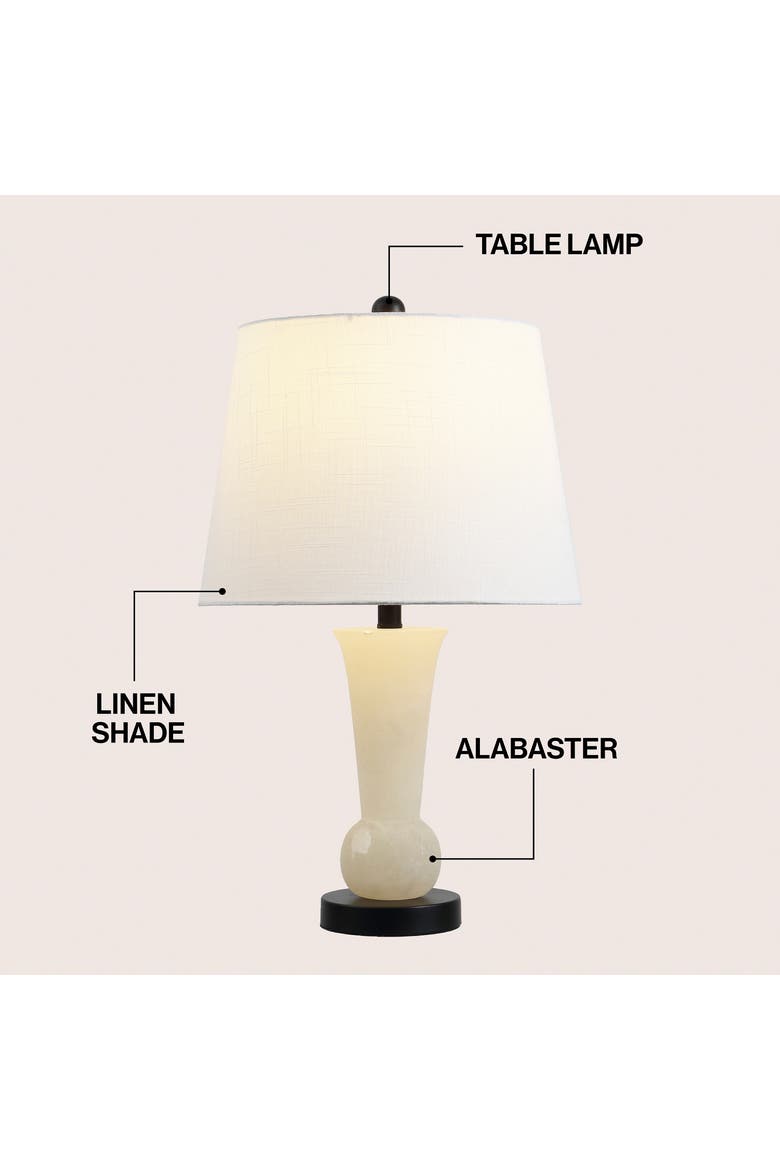 Eliza Modern Alabaster/Crystal LED Table Lamp, Alternate, color, White