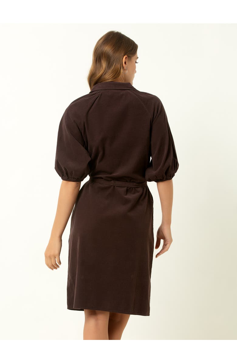 Single Stitch Corduroy Midi Shirtdress, Alternate, color, Chocolate