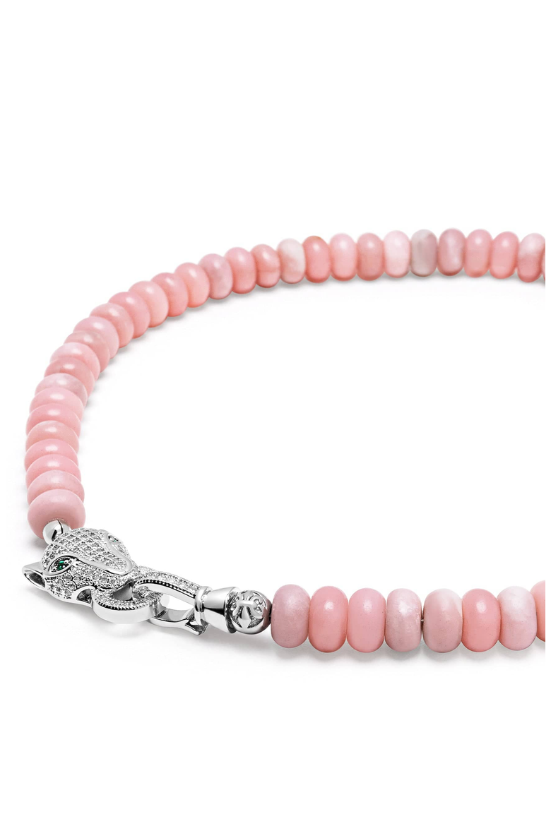 Panther Head Silver Quartz Choker, Main, color, Pink Opal