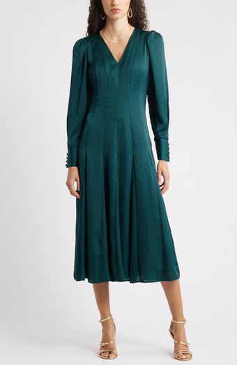 Chelsea28 Long Sleeve Satin Midi Dress