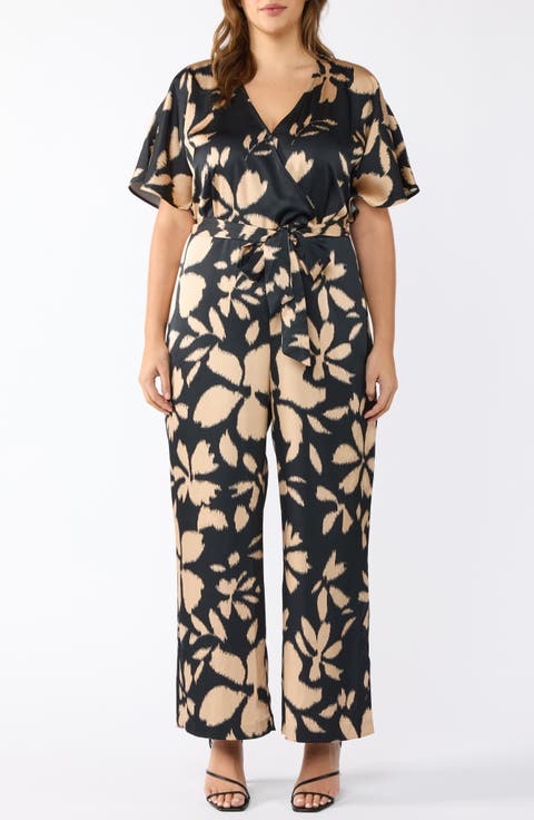 Noosa Floral Short Sleeve Jumpsuit (Plus)