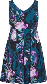 City Chic Ora Sleeveless Fit & Flare Minidress