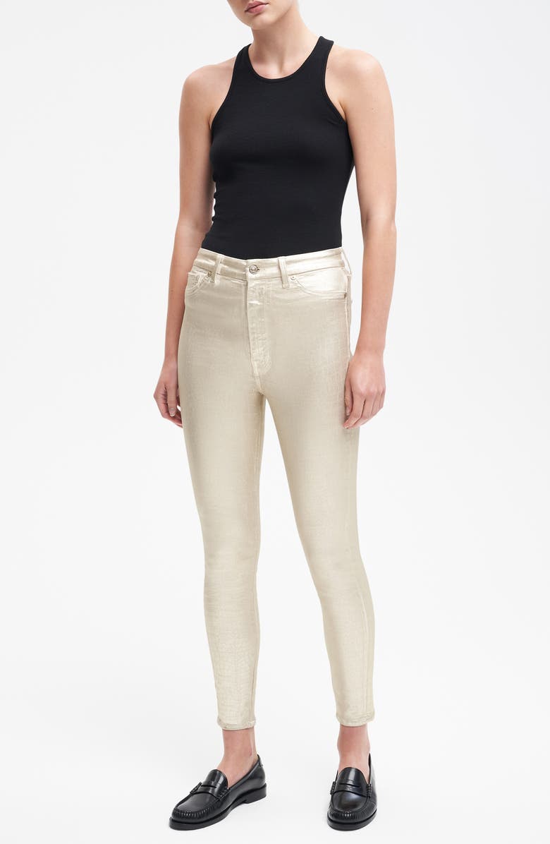 7 For All Mankind Aubrey High Waist Skinny Fit Pants, Alternate, color, Whtcroc Ct