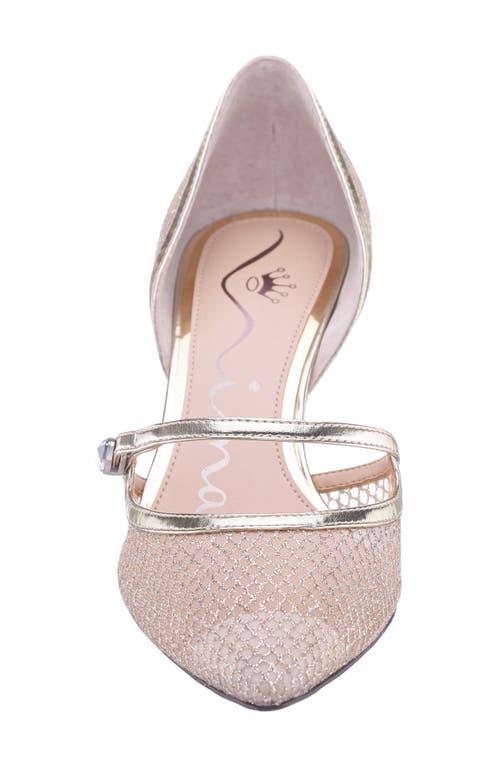 Nina Nashly Pointed Toe Cap Toe Mary Jane Pump In Silver